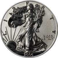 2006-P Silver Eagle. Mint Director Edmund C. Moy Signature. Reverse Proof-70 (PCGS).