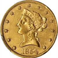 1854 Liberty Head Eagle. EF-45 (PCGS).