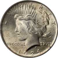 1924 Peace Silver Dollar. MS-65 (PCGS).