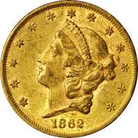 1862 Liberty Head Double Eagle. AU-53 (PCGS).