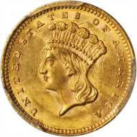 1862 Gold Dollar. MS-63 (PCGS).
