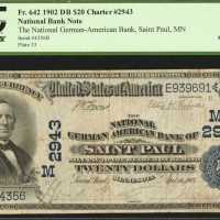 Saint Paul, Minnesota. $20 1902 Date Back. Fr. 642. The National German-American Bank. Charter #2943
