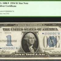 Fr. 1606*. 1934 $1 Silver Certificate Star Note. PCGS Choice About New 58 PPQ.
