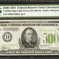 Fr. 2201-Dlgs. 1934 $500 Federal Reserve Note. Cleveland. PMG Gem Uncirculated 66 EPQ.