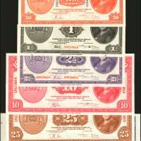 荷兰印度。1943年财政部/斯图加特银行50分到25古尔登。样票。