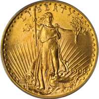 1908-D Saint-Gaudens Double Eagle. Motto. MS-65 (PCGS).