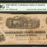 T-40. Confederate Currency. 1862 $100. PMG Choice Very Fine 35 Net.