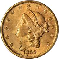 1862-S Liberty Head Double Eagle. AU-58 (PCGS).