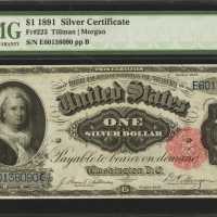 Fr. 223. 1891 $1 Silver Certificate. PMG Superb Gem Uncirculated 67 EPQ.