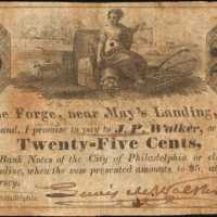Mays Landing, Pennsylvania. Monroe Forge, Near Mays Landing. ND. 25 Cents. Fine.