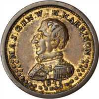 1840 William Henry Harrison. DeWitt-WHH 1840-Unlisted. Gilt copper. 25.4 mm. Choice Very Fine.