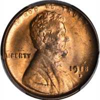 1918-S Lincoln Cent. MS-64 RD (PCGS). Secure Holder.