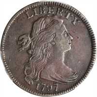 1797 Draped Bust Cent. S-126. Rarity-3. Reverse of 1797, Stems to Wreath. VF Details--Environmental 