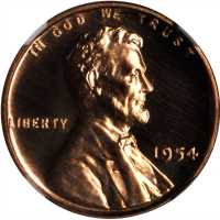 1954 Lincoln Cent. Proof-68 RD (NGC).