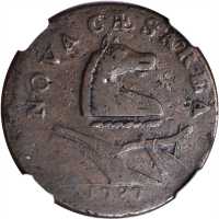1787 New Jersey Copper. Maris 48-g, W-5275. Rarity-1. Outlined Shield. EF-40 BN (NGC).