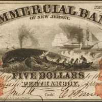 Perth Amboy, New Jersey. Commercial Bank of New Jersey. September 1, 1856. $5. About Uncirculated.