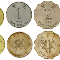 香港1993及1997年精铸币套装，共14枚，均评PCGS PR67 至 PR69