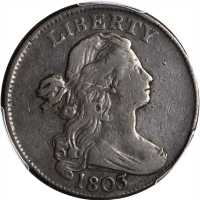 1803 Draped Bust Cent. S-253. Rarity-2. Small Date, Small Fraction. Fine-12 (PCGS).