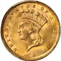 1857 Gold Dollar. MS-64 (PCGS).