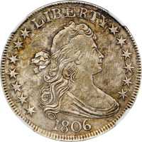 1806 Draped Bust Half Dollar. O-114, T-16. Rarity-5. Pointed 6, Stem Through Claw. AU Details--Impro