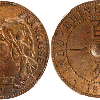 1903-A法属安南一分铜币错体，PCGS MS62BN 非常少见