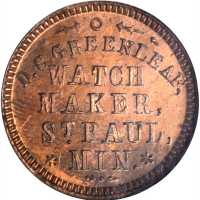 Minnesota--St. Paul. Undated (1861-1865) DeWitt C. Greenleaf. Fuld-760A-1a. Rarity-5. Copper. 19 mm-
