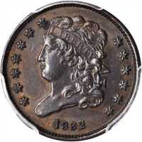 1832 Classic Head Half Cent. C-1. Rarity-2. AU-55 (PCGS).