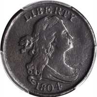1804 Draped Bust Half Cent. C-6. Rarity-2. Spiked Chin. VF Details--Altered Surfaces (PCGS).