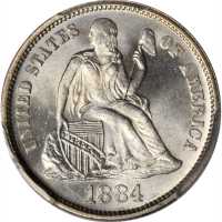 1884 Liberty Seated Dime. MS-66+ (PCGS). CAC.