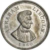 1860 Abraham Lincoln. DeWitt-AL 1860-56. White metal. 25.8 mm. Choice About Uncirculated.
