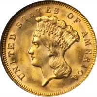 1878 Three-Dollar Gold Piece. MS-64 (NGC). OH.