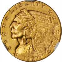 1927 Indian Quarter Eagle. MS-62 (NGC).