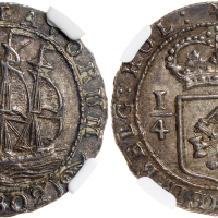 1802年荷属东印度巴达维亚共和国1/4盾， NGC MS62