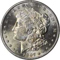 1897-S Morgan Silver Dollar. MS-63 (NGC).
