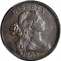 1803 Draped Bust Cent. S-259. Rarity-4. Small Date, Large Fraction. AU Details--Environmental Damage