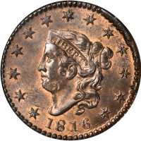 1816 Matron Head Cent. N-2. Rarity-1. MS-64 RB (NGC). CAC. OH.