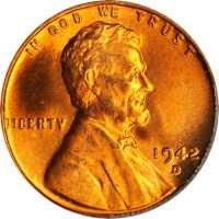 1942-D Lincoln Cent. MS-67 RD (PCGS).