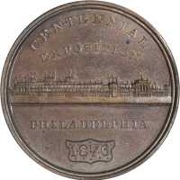1876 U.S. Centennial Exposition. Exposition Building Dollar--Main Building. Copper. 43 mm. HK-81. Ra