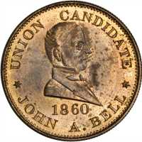 1860 John Bell. DeWitt-JBELL 1860-8. Brass. 27.6 mm. Mint State.