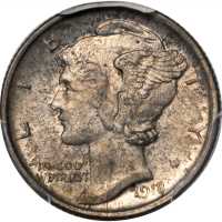 1918-D Mercury Dime. MS-64 (PCGS).
