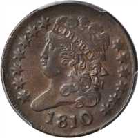 1810 Classic Head Half Cent. C-1, the only known dies. Rarity-2. EF-45 (PCGS).
