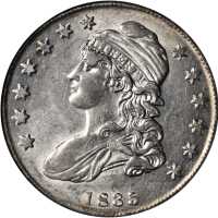 1835 Capped Bust Half Dollar. O-109. Rarity-2. AU-58 (NGC).