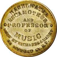 New York, New York. 1868 Haselmayer / Richards & Markt. Bowers NY-6320. Brass, silvered on reverse. 