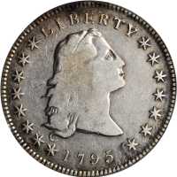 1795 Flowing Hair Silver Dollar. BB-27, B-5. Rarity-1. Three Leaves. Fine-12 (ICG).