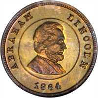1864 Abraham Lincoln / Our Country and Our Flag Now & Forever. Fuld-131A/349A, DeWitt-AL 1864-39. Ra