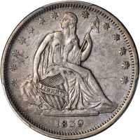 1839 Liberty Seated Half Dollar. No Drapery. WB-2. Rarity-3. EF-40 (PCGS).