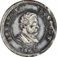 1864 Abraham Lincoln. DeWitt-AL 1864-39. Fuld 131A/349Ae. White metal. 22.3 mm. Choice About Uncircu