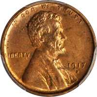 1917-S Lincoln Cent. MS-64+ RD (PCGS). Gold Shield Holder.