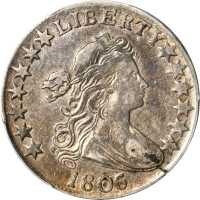 1806/5 Draped Bust Half Dollar. O-103, T-8. Rarity-2. Large Stars. VF-25 (PCGS).