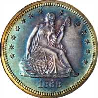 1868 Liberty Seated Quarter. Proof-65 (ANACS). OH.